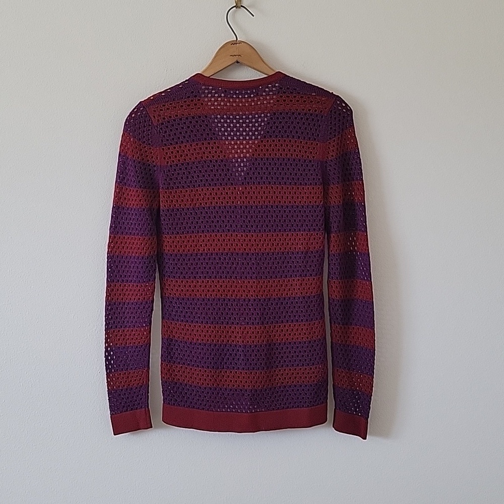 Derek Lam Purple Wine Zip Front Mesh Weave Cardigan Size Medium - Picture 5 of 6